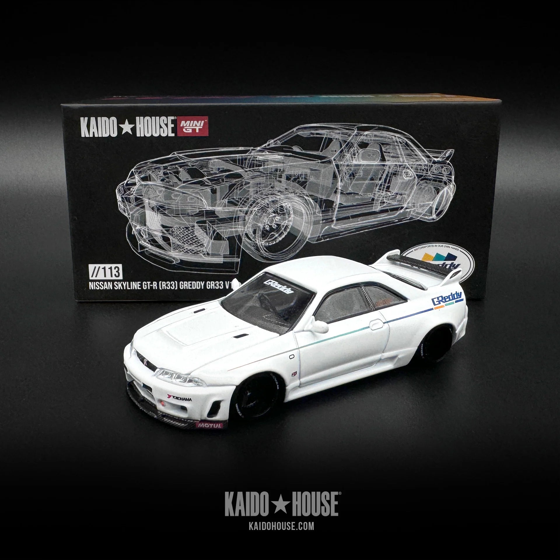 Mini GT x Kaido House No.113 Nissan Skyline GT-R (R33) Greddy GR33