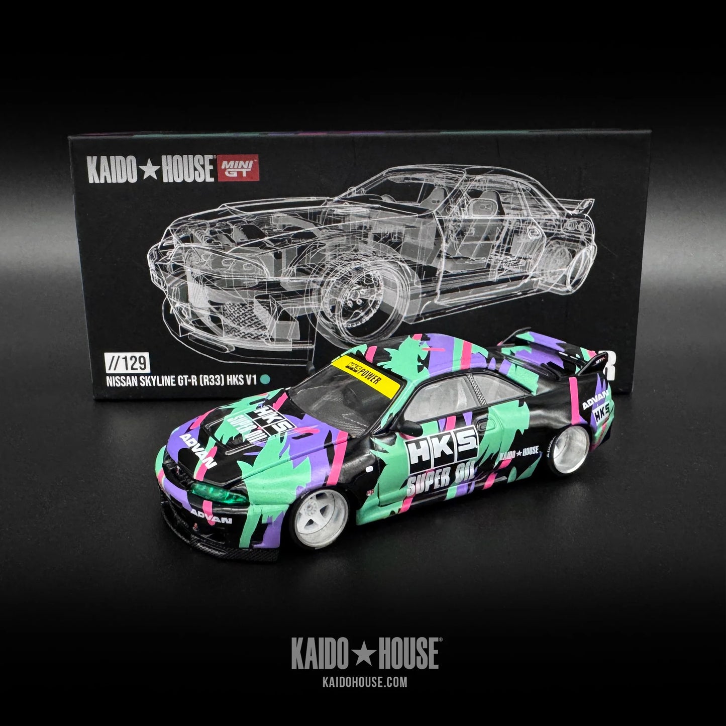 Mini GT x Kaido House No.129 Nissan Skyline GT-R (R33) HKS V1