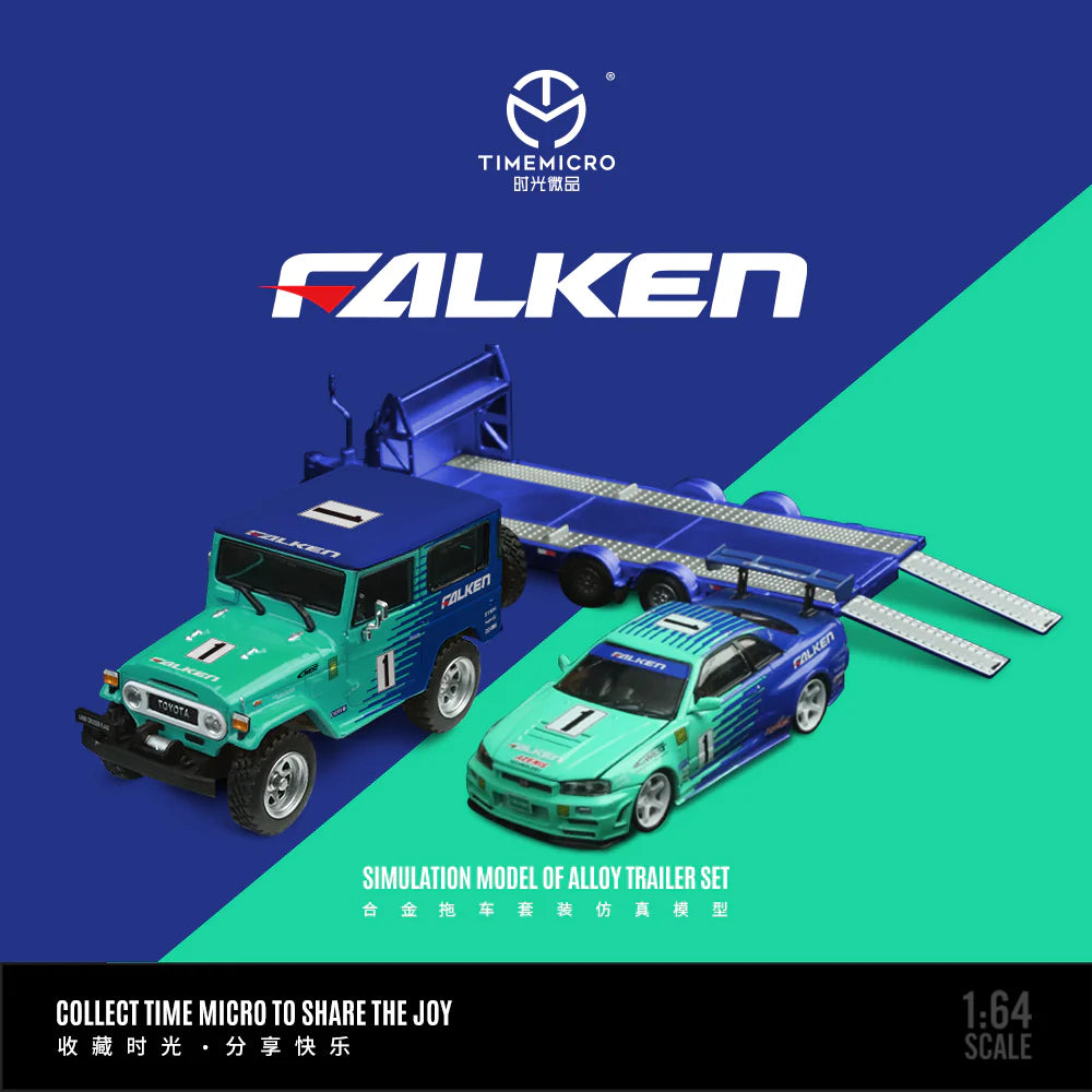 TimeMicro 1:64 Falken Nissan GTR34 and Toyota FJ40