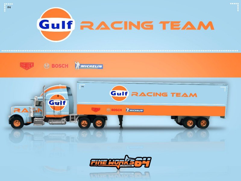 PETERBILT King Hauler - Racing Team - GULF - Fine Works 64 1:64