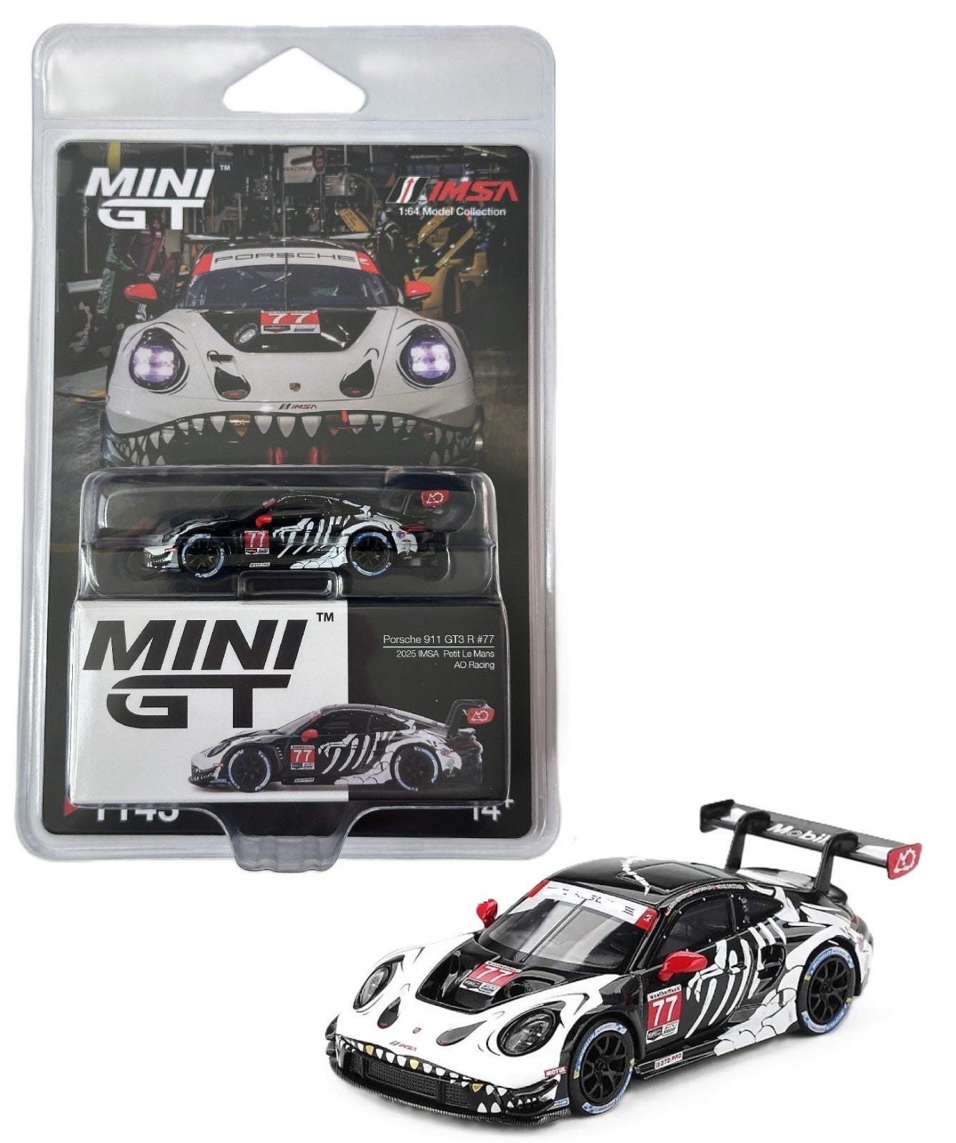 Mini GT 1:64 Porsche 911 GT3 R #77 AO Racing 2025 IMSA