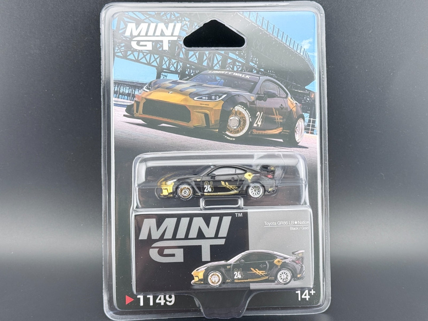 Mini GT Toyota GR86 LB Nation Black Gold Diecast Model Car #1149