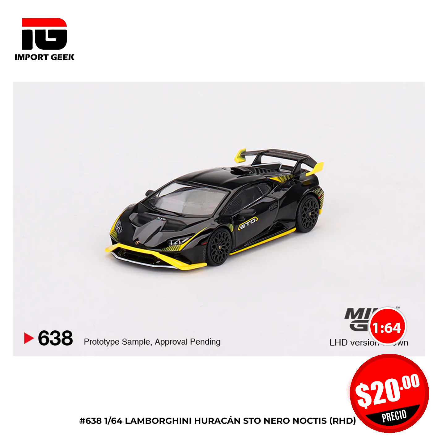 #638 1/64 Lamborghini Huracán STO Nero Noctis (RHD)