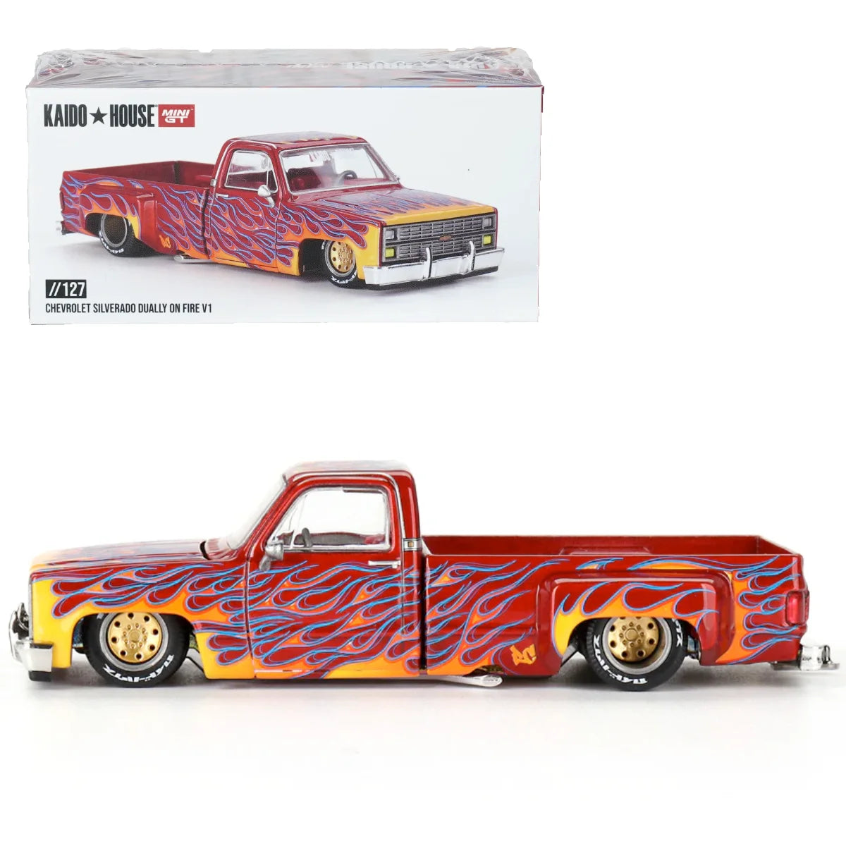 Kaido House x Mini GT Chevy Silverado Dually On Fire #127