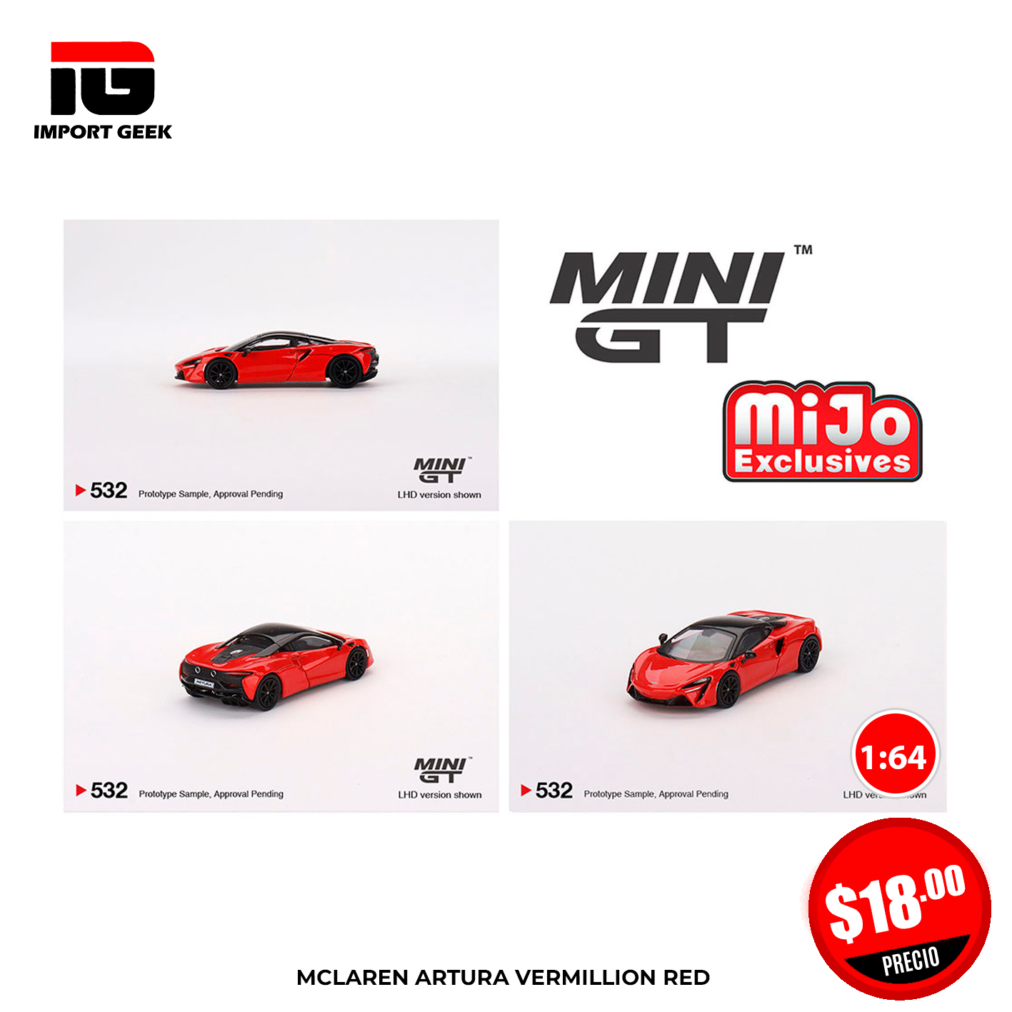 Mini GT #532 McLaren Artura Vermillion Red 2023