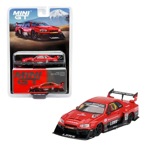 Mini Gt 1:64 Lbwk Nissan Lb-er34 Super Silhouette #843 Rojo