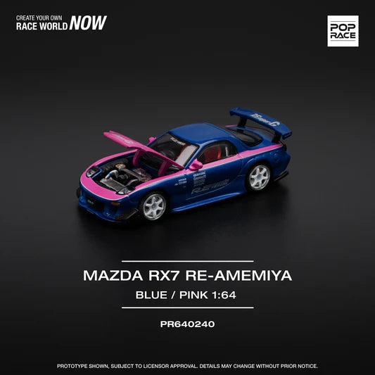 Pop Race Mazda RX7 Re-Amemiya Blue / Pink PR64-240