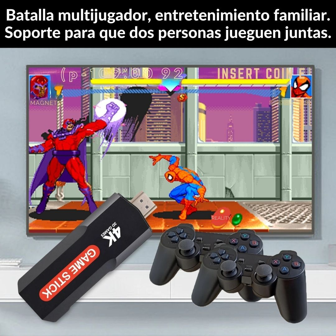 X2 4K Retro Game Stick, consola de videojuegos doméstica HD con 2 controladores inalámbricos, salida HDMI, 20000+ juegos integrados (64 GB)