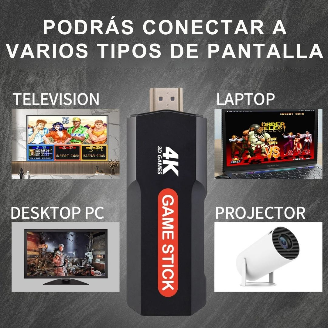 X2 4K Retro Game Stick, consola de videojuegos doméstica HD con 2 controladores inalámbricos, salida HDMI, 20000+ juegos integrados (64 GB)