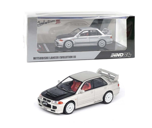 İNNO64 - Mitsubishi Lancer Evolution III Silver With Carbon Bonnet