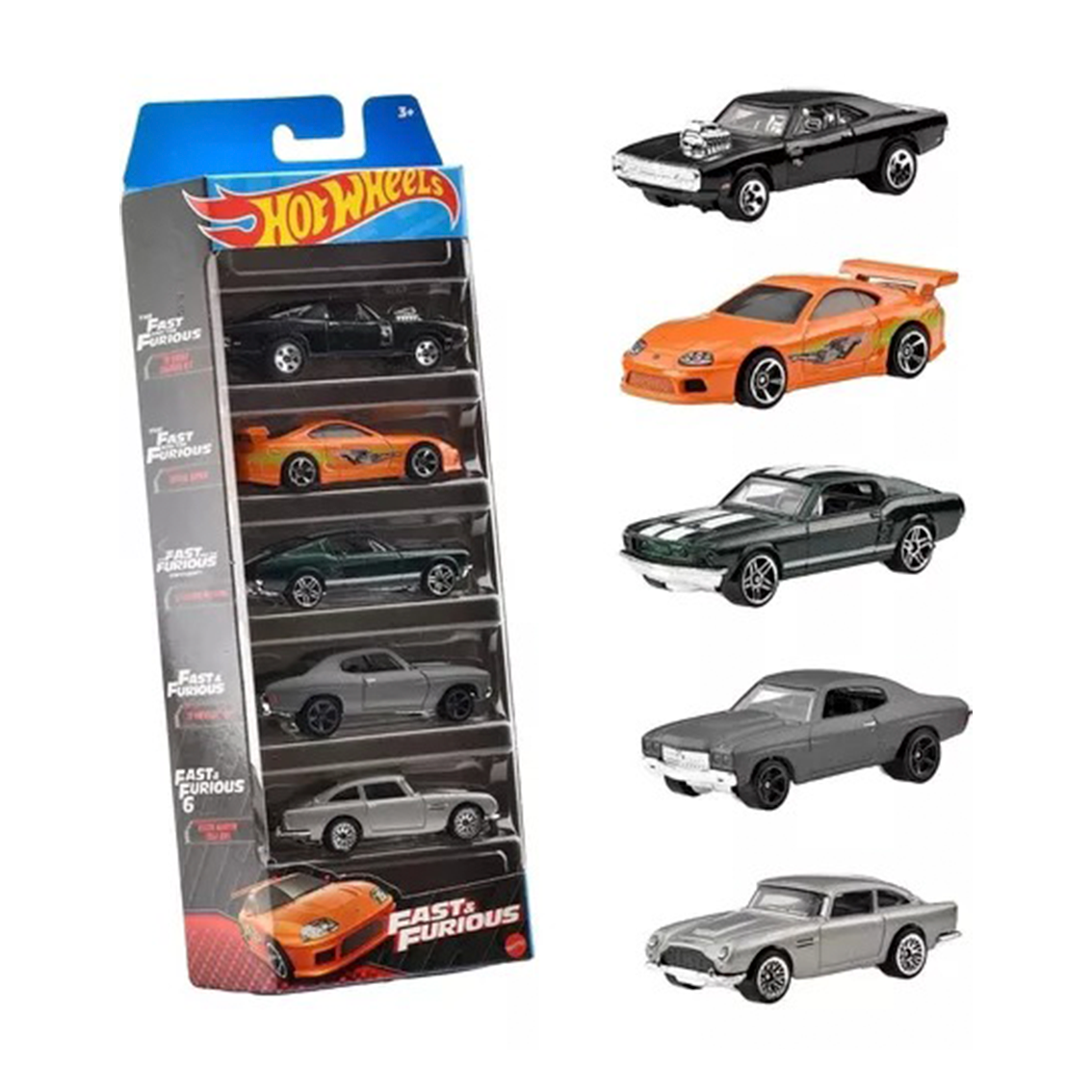 Hot Wheels Coches, 5 vehículos rápidos y furiosos