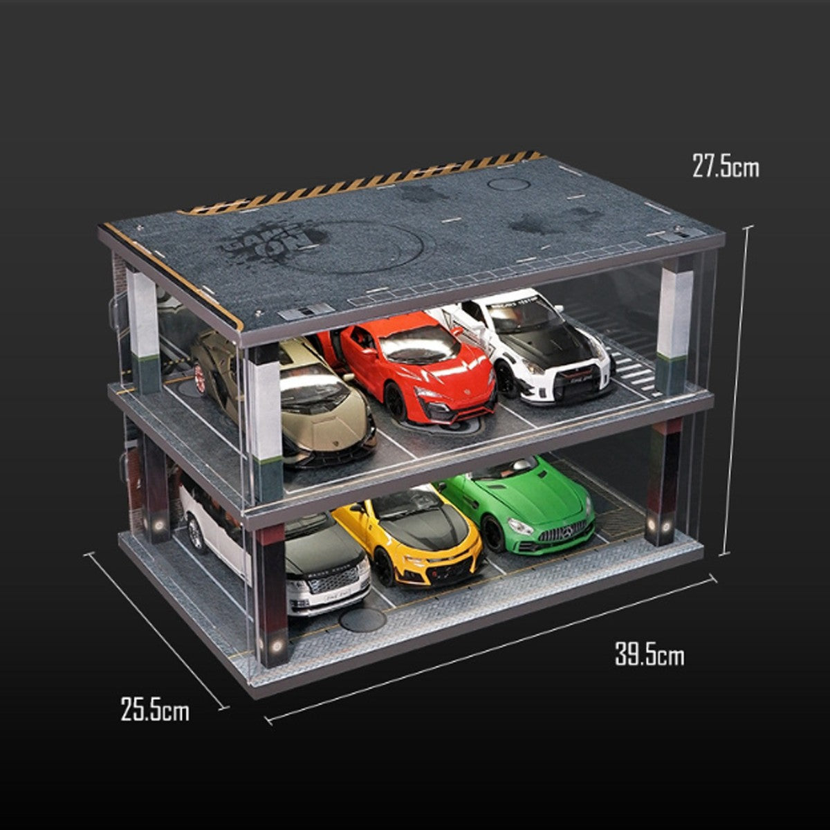 Diorama Starbucks Escala 1/24 Coche Garaje Iluminación LED Estacionamiento